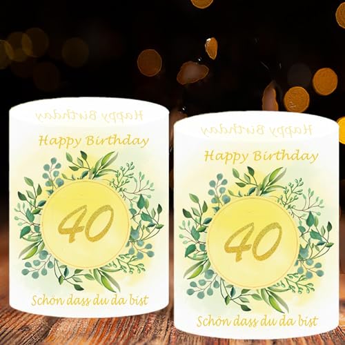 Trrrioosy 12 Stück Windlicht Tischdeko 40 Geburtstag Mann Frau Deko 40. Geburtstag mit Schön Das Du Da Bist für Kerzen von Trrrioosy