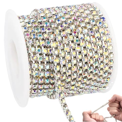 10 Yards/Roll -Strasskette, 2 mm Nimmernkristall -Strassstreifen, moderne und elegante Trimm für Handwerksschmuck Hochzeit Kleidung DIY von Trrymbbe