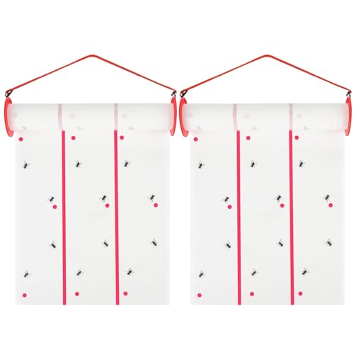 2pcs Fliegenpapierstreifen, 10x2 doppelseitig klebrig -wetterfestes ungiftiges Fliegenpapier für Outdoor, Blumenzimmer, Balkon, Baum, Gewächshaus von Trrymbbe