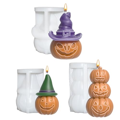3Pcs Pumpkin Candle Mold, Cute 3D Pumpkin Silicone Halloween Candle Molds for DIY Soap Bath Bomb Chocolate Cake DecorationPumpkin Silicone Mold von Trrymbbe