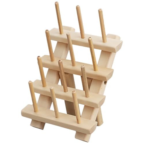 Fadenhalter 12 Spulen faltbare kräftige Holzsticker -Faden -Organisator -Firma Praktisches Rack zum Halten von Nähen, Quilten, Stickspulen -Halter für OF von Trrymbbe