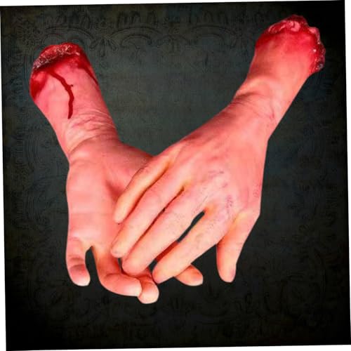 Trrymbbe 1 Paar getrennte Hand blutig gehackt von Hand realistisch beängstigend Halloween abgetrennte Körperteile für Spukhaus, Streich, Party, 11 Zoll Trrymbbe 1 Paar getrennte Hand blutig gehackt von Hand realistisch beängstigend Halloween abgetrennte Körperteile für Spukhaus, Streich, Party, 11 Zoll von Trrymbbe