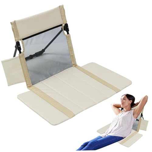 Trrymbbe Beach Lounge Chair, Portable Folding Beach Lounger with Backrest, Lightweight Camping Chairs with Stable Support for Fishing Hiking Camping Outdoor, Beige von Trrymbbe