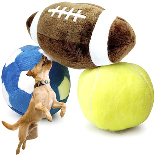 Trrymbbe Interaktiver Hundespielzeugball, 3pcs Flauschige Quietschenhundspielzeug, Fußball, Fußball und Tennisbälle für kleine und mittlere Plüschgeschenke Trrymbbe Interaktiver Hundespielzeugball, 3pcs Flauschige Quietschenhundspielzeug, Fußball, Fußball und Tennisbälle für kleine und mittlere Plüschgeschenke von Trrymbbe