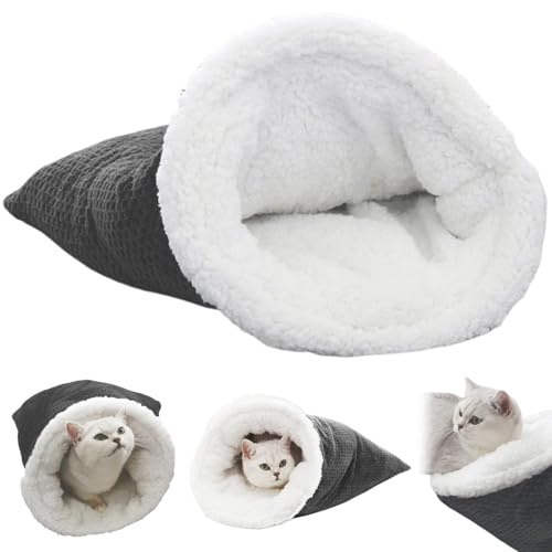 Trrymbbe Katze Schlafsack, weicher warmes Plüsch Katze Winterschlafsack, 360 ° Wrap bedeckter Sack, waschbares süßes Bett für Innenkatzen kleine Hunde Sack Trrymbbe Katze Schlafsack, weicher warmes Plüsch Katze Winterschlafsack, 360 ° Wrap bedeckter Sack, waschbares süßes Bett für Innenkatzen kleine Hunde Sack von Trrymbbe