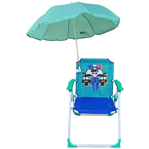 Trrymbbe Kids Beach Chair with Umbrella, Foldable & Detachable Outdoor Chair with Canopy & Cartoon Pattern Portable for Beach Pool Park Garden Yard, Police Trrymbbe Kids Beach Chair with Umbrella, Foldable & Detachable Outdoor Chair with Canopy & Cartoon Pattern Portable for Beach Pool Park Garden Yard, Police von Trrymbbe