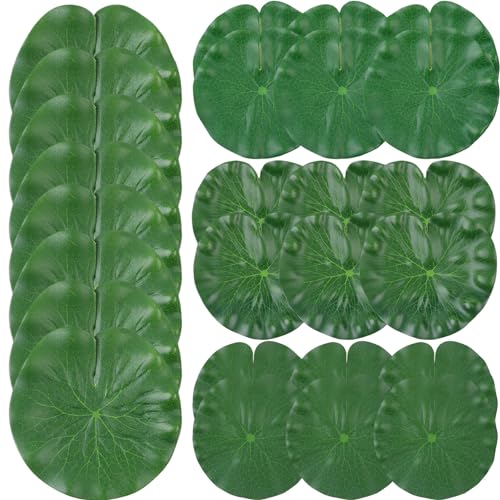 Trrymbbe Lily Pad 26pcs 4 Verschiedene Größe Künstlicher Lotusblatt Realistische Plastikteichpflanzen schwimmende Teichschmuck für Dekorpflanzen von Trrymbbe