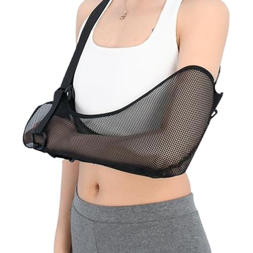 Trrymbbe Mesh Armschlinge zum Duschen von 15 Zoll atmungsaktivem Armschlinge für Schulterverletzung mit verstellbarem gepolstertem Riemen schwarzer Schulter -Imboin für Männer Frauen Mesh zum Duschen von Trrymbbe