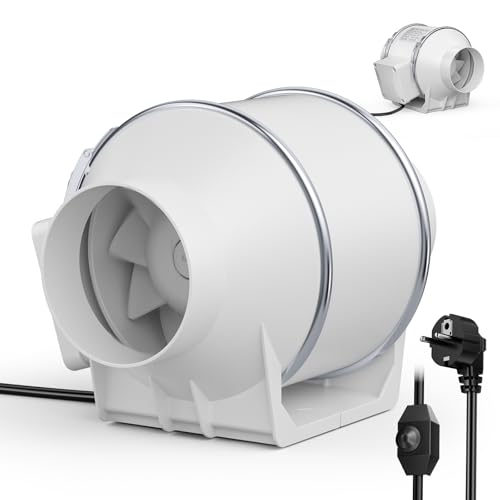 Trsaow 4-Zoll-Kanalventilator, Inline-Lüfter mit 310 m³/h Luftstrom, variable Geschwindigkeitsregelung geräuscharm Luftventilator für Kanalentlüftung im Badezimmer in der Küche 100 mm Abluftventilator von Trsaow