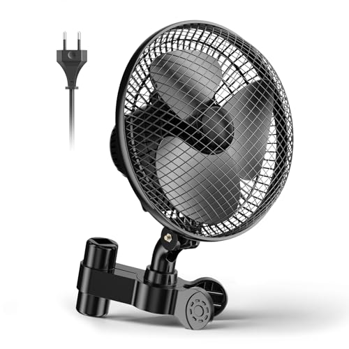 Trsaow Clip Grow Ventilator,20-W-Hochgeschwindigkeits-Zuchtzelt 2 Geschwindigkeiten (1500/2100 U/min) 120° vertikal und 90° horizontal schwenkbar Verstellbarer Clip für gesundes Pflanzenwachstum von Trsaow