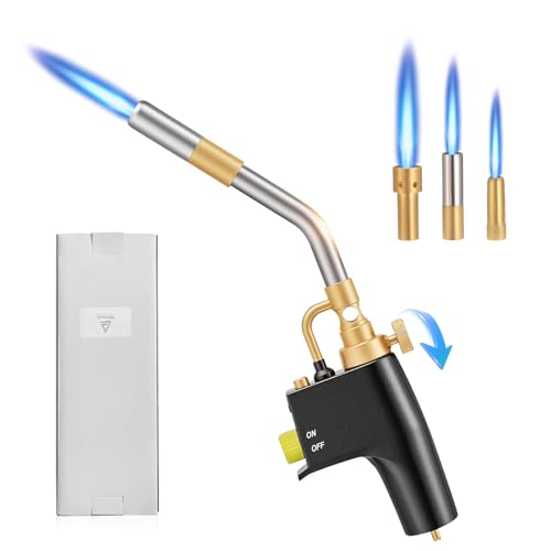 Trsaow MAPP Propan-Fackel mit 3 Düsen, Hohe Intensität Propan Torch Kit für Hartschweißen und Grillen, Schwerlast-Gasbrenner CGA600 MAP/Propan, Gasflaschen nicht enthalten von Trsaow