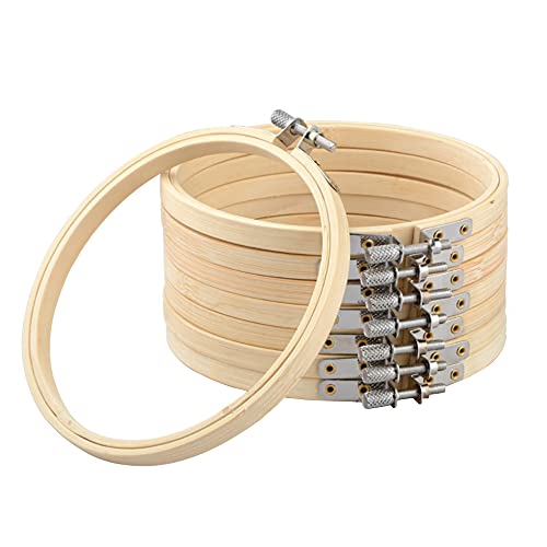 Trsnzul Embroidery Hoop 8 Stück Stickrahmen Kreuzstich Rahmen DIY Stickrahmen Holz Kreuzstich Hoop Bambus Kreis Einstellbare Holz Ringe Stickrahmen Set für Nähen Handwerk Stickzubehör von Trsnzul