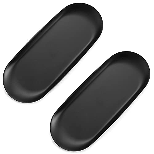 Trsnzul Tablett Schwarz 2 Stück Edelstahl Ablage Serviertabletts Zubehör Tablett Ablageschale Kleine Gegenstände Tablett Tablett aus Metall Ovale Kosmetik Tabletts für Obst Tee Kosmetik Schmuck von Trsnzul
