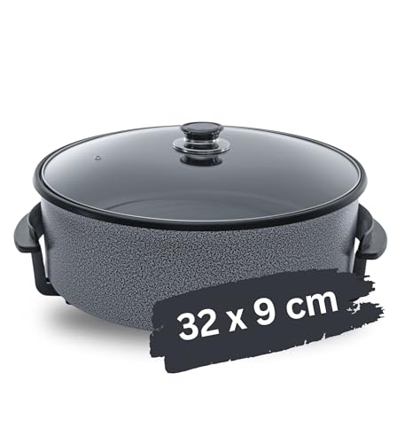 Partypfanne – elektrische Multipfanne mit Antihaftbeschichtung und Thermostat | 7 versch. größen - optimal für Kochen, Braten, Dünsten, Auftauen und Warmhalten (32 x 9cm) von TruWare Just Camp
