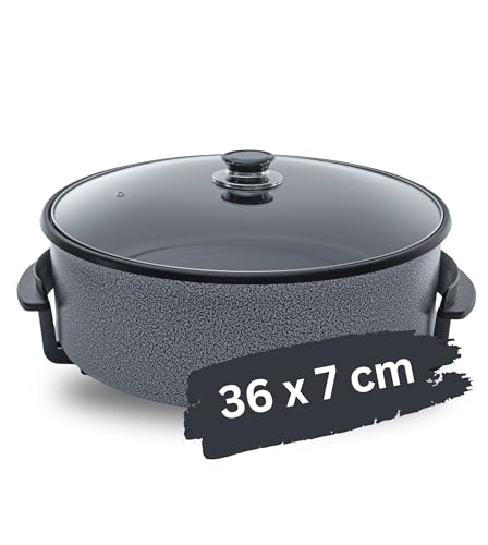 Partypfanne – elektrische Multipfanne mit Antihaftbeschichtung und Thermostat | 7 versch. größen - optimal für Kochen, Braten, Dünsten, Auftauen und Warmhalten (36 x 7cm) von TruWare Just Camp