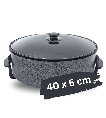 Partypfanne – elektrische Multipfanne mit Antihaftbeschichtung und Thermostat | 7 versch. größen - optimal für Kochen, Braten, Dünsten, Auftauen und Warmhalten (40 x 5cm) von TruWare Just Camp