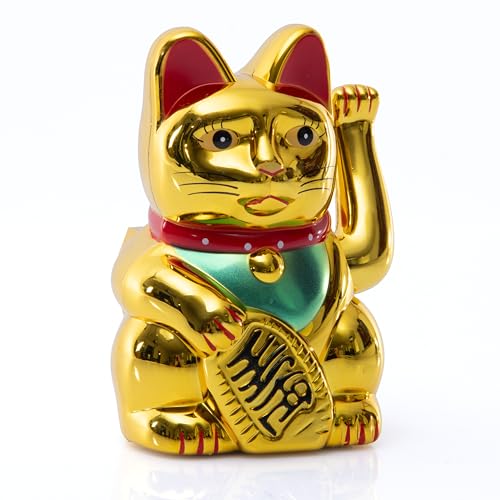 TruWare Just Camp Winkekatze Maneki Neko Glückskatze in versch. Größen 9,5 cm - 15-18 cm Glücksbringer Katze Solar (Gold 9,5 cm) von TruWare Just Camp