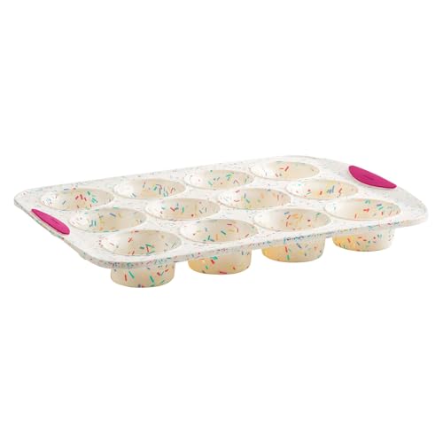 Trudeau Muffinform aus strukturiertem Silikon, für 12 Muffins, Konfetti/Fuchsia von Trudeau