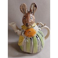 Kanne Teekanne Maus Mit Bunter Bemalung Keramik Unikat von TrudesART