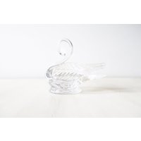 Kleiner Schwan Teelichthalter Aus Glas, Vintage Glasschwan Schmucktopf von TrudysStoreVintage