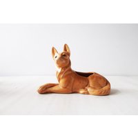 Vintage Hund Keramik Übertopf, Brauner Übertopf von TrudysStoreVintage