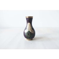 Vintage Kleine Schwarze Cloisonné Emaille Vase von TrudysStoreVintage