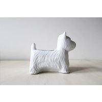 Vintage Weißer Scottie Hund Keramik Übertopf von TrudysStoreVintage