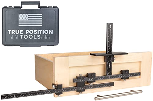 True Position Tools Original Cabinet Hardware Jig with Extended Ruler for Rapid Drawer Centering - Adjustable Drill Guide for Installation of Door and Drawer Front Knobs and Handles TP-1934E von True Position Tools