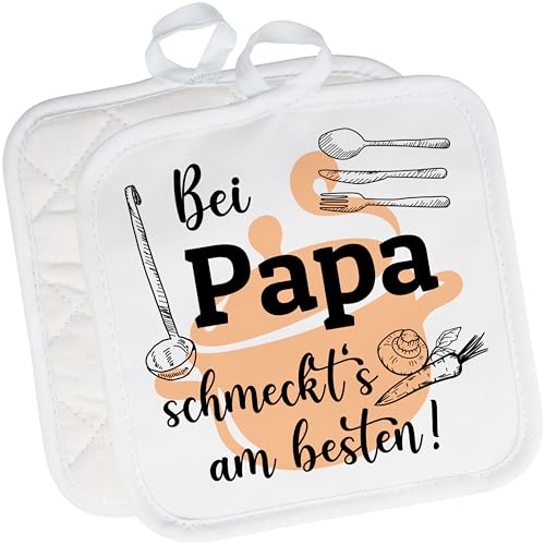 2er Set Topflappen personalisiert „Bei Wunschname schmeckt’s am besten“ – Topf-Untersetzer mit Namen Grillen & Kochen – kleine Geschenke Muttertag Vatertag Geburtstag Weihnachten von True Statements