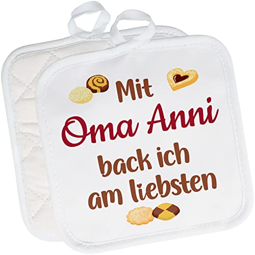 2er Set Topflappen personalisiert „Mit Wunschname backe ich am liebsten“ – Topf-Untersetzer mit Namen Ofenhandschuh Kochen – kleine Geschenke für Frauen & Männer zu Weihnachten, Geburtstag, Muttertag von True Statements