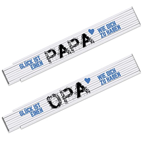 2er Set Zollstock mit Spruch „Glück ist einen Papa ggf. Opa wie dich zu haben“ – Meterstab 2m mit 90° Rastung - originelles Geschenk zum Vatertag Geburtstag | Geschenkidee für Handwerker & Heimwerker 2er Set Zollstock mit Spruch „Glück ist einen Papa ggf. Opa wie dich zu haben“ – Meterstab 2m mit 90° Rastung - originelles Geschenk zum Vatertag Geburtstag | Geschenkidee für Handwerker & Heimwerker von True Statements