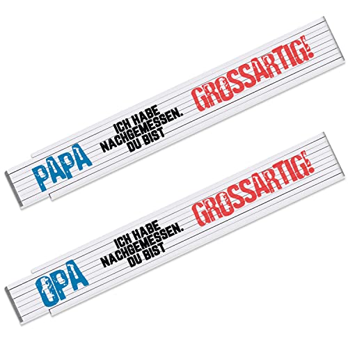 2er Set Zollstock mit Spruch „Papa ggf. Opa Ich habe nachgemessen. Du bist großartig!“ – Meterstab 2m mit 90° Rastung - Geschenk zum Vatertag & Geburtstag - Geschenkidee für Vater & Großvater 2er Set Zollstock mit Spruch „Papa ggf. Opa Ich habe nachgemessen. Du bist großartig!“ – Meterstab 2m mit 90° Rastung - Geschenk zum Vatertag & Geburtstag - Geschenkidee für Vater & Großvater von True Statements