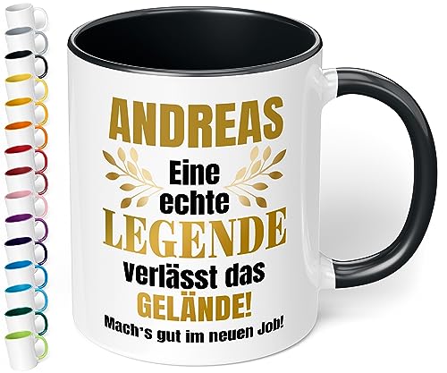 Abschieds-Geschenk Kollegen zum Renteneintritt oder Jobwechsel: Kaffee-Tasse personalisiert „Eine echte Legende verlässt das Gelände“ - Keramik, 330ml - Rente Ruhestand (Schwarz) von True Statements