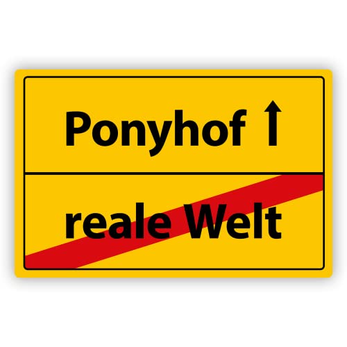 Blechschild Reale Welt > Ponyhof - Ortsausgangsschild - ca 20x30,5cm - Gelb von True Statements