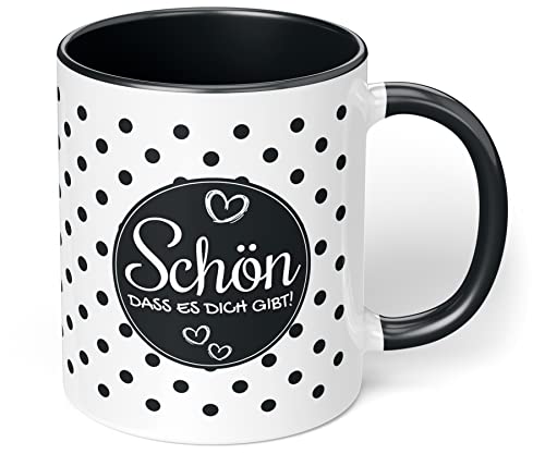 Danke Tasse Schön, dass es dich gibt! - Kaffeetasse als Liebe Geschenk für Frauen und Männer - Dankeschön Geschenk für Freundin, Mama, Papa, Kollegen zu Weihnachten, Geburtstag (Schwarz, V2) von True Statements