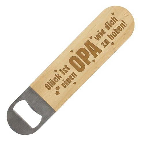 Flaschenöffner „Glück ist eine Opa wie dich zu haben“ - Edelstahl, Holzgriff mit Gravur - Geschenk zum Vatertag für Großvater, Geschenkidee Männertag - ca. 17,5 x 4 cm, Farbe Natur Flaschenöffner „Glück ist eine Opa wie dich zu haben“ - Edelstahl, Holzgriff mit Gravur - Geschenk zum Vatertag für Großvater, Geschenkidee Männertag - ca. 17,5 x 4 cm, Farbe Natur von True Statements