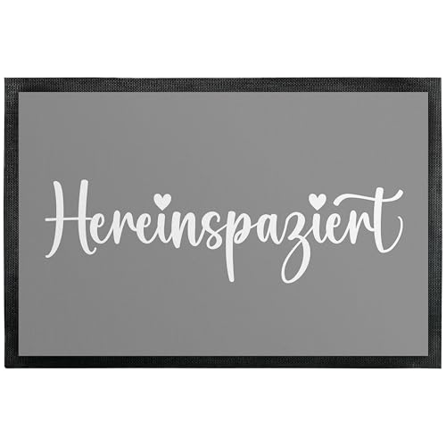 True Statements Fußmatte „Hereinspaziert“ - Herz - lustige Deko-Türmatte als Geschenk zum Einzug für innen und außen – Eingangsteppich mit verschiedenen Designs - dünn, rutschfest, 50 x 35 cm von True Statements