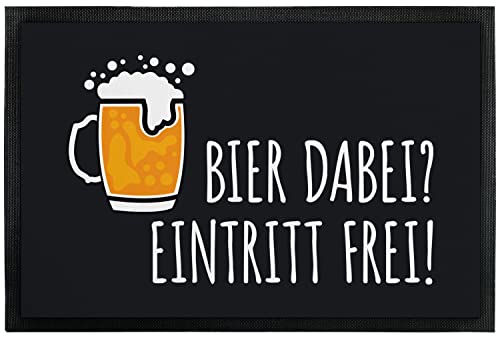 Fußmatte Innen & Außen - Bier dabei? Eintritt frei! - originelles Geschenk - lustiger Fußabtreter für Haustür | Eingangstürmatte | Weihnachten | Einweihungsgeschenk | Deko (50 x 35 cm, Schwarz) von True Statements