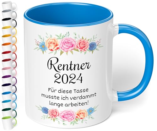 Geschenk zum Renteneintritt: Kaffeetasse Rentner 2024 „Für diese Tasse musste ich verdammt lange arbeiten!“ - Abschiedsgeschenk Kollegen - Geschenk zum Abschied - Rente Ruhestand (Cambridge Blau) von True Statements