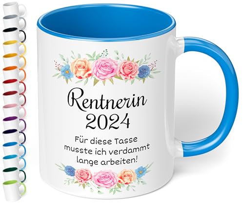 Geschenk zum Renteneintritt: Kaffeetasse Rentnerin 2024 „Für diese Tasse musste ich lange arbeiten!“ - Abschiedsgeschenk Kollegen - Geschenk zum Abschied - Rente Ruhestand (Cambridge Blau) von True Statements
