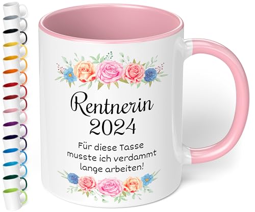 Geschenk zum Renteneintritt: Kaffeetasse Rentnerin 2024 „Für diese Tasse musste ich lange arbeiten!“ - Abschiedsgeschenk Kollegen - Geschenk zum Abschied - Rente Ruhestand (Rosa) von True Statements