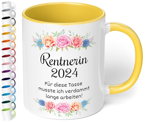 Geschenk zum Renteneintritt: Kaffeetasse Rentnerin 2024 „Für diese Tasse musste ich verdammt lange arbeiten!“ - Abschiedsgeschenk Kollegen - Geschenk zum Abschied - Rente Ruhestand (Hellgelb) von True Statements