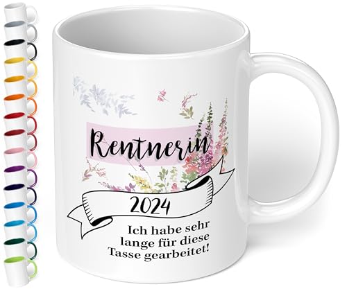 True Statements Tasse Rentnerin 2025 - Kaffeetasse mit schönem Spruch - beidseitig bedruckt - spülmaschinenfest, Weiß von True Statements