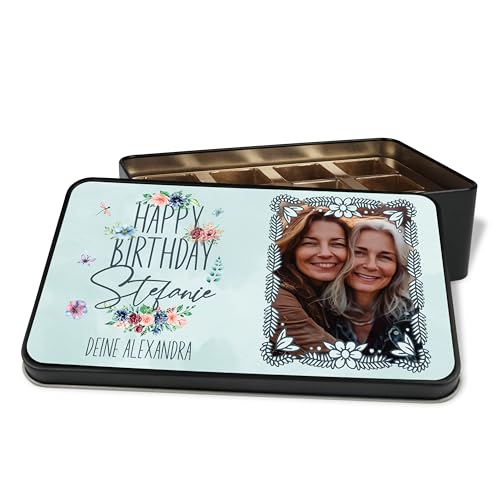 Geschenkdose personalisiert „Happy Birthday“ - Geschenk-Verpackung mit Bild & Namen & Wunschtext selbst gestalten - Metalldose zum Selbstbefüllen, 18x11 cm, Motiv: Hellblau Geschenkdose personalisiert „Happy Birthday“ - Geschenk-Verpackung mit Bild & Namen & Wunschtext selbst gestalten - Metalldose zum Selbstbefüllen, 18x11 cm, Motiv: Hellblau von True Statements