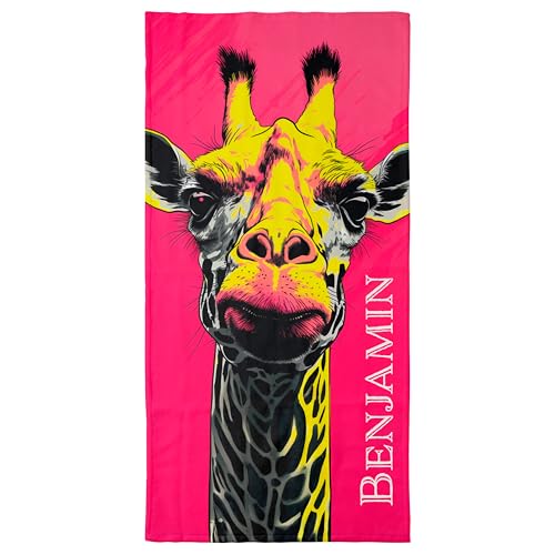 Handtuch mit Namen "Giraffe" – Ein einzigartiges, bedrucktes Handtuch als persönliches Geschenk für Familie und Freunde. Pop-Art-Animals, Geschenke für Freundinnen, Freunde und Partner! - 100 x 50 cm von True Statements