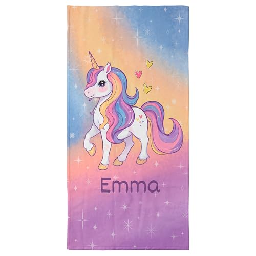 Handtuch mit Namen „Pastel Einhorn“ – Ein einzigartiges, bedrucktes Handtuch als persönliches Geschenk für Familie und Freunde. Geschenke für Kinder, Mädchen und beste Freundinnen! - 100 x 50 cm von True Statements