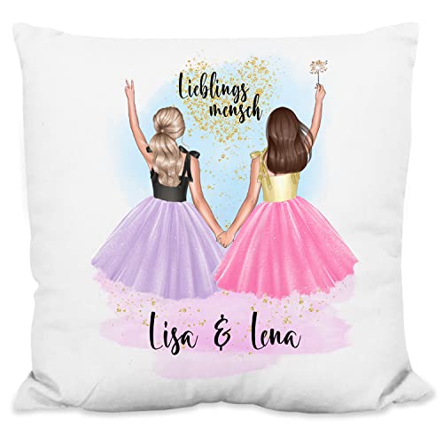 Kissen für Beste Freundin „Schicke Beste Freundinnen“ – 40x40cm, inkl. Kissen-Füllung - personalisiert mit Namen, Aussehen & Spruch - BFF Best Friends - Geschenkidee (Flauschiges Kissen) von True Statements