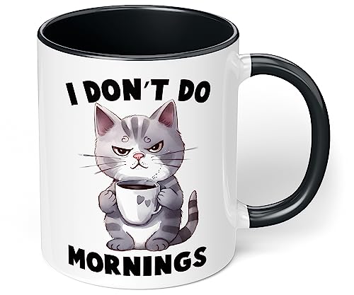 Lustige Bürotasse „I don’t do mornings“ - Kaffee-Tasse mit Spruch | Statement Kaffeebecher, Geschenke für Kollegen Mitarbeiter Büro Arbeit zum Geburtstag Weihnachten von True Statements