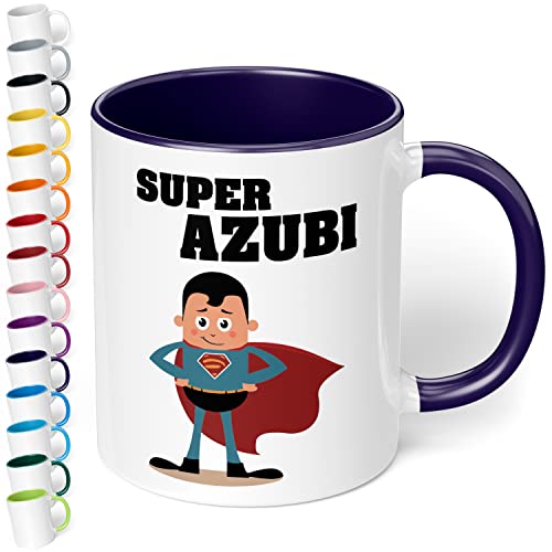 Lustige Tasse Super Azubi - Azubi Kaffee-Tasse mit Spruch - spülmaschinenfest - Willkommens- oder Abschiedsgeschenk - Geschenk zu Beginn, Abschluss, bestandene Prüfung, Büro, Arbeit (Dunkelblau) von True Statements