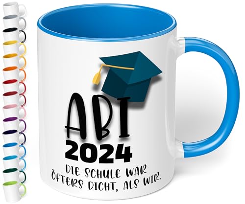 Lustige Tasse zum Abitur 2024: „ABI 2024 – Die Schule war öfters dicht“ - Kaffeetasse - Geschenke zum Abitur, Abschlussgeschenk, Abi 2024 Geschenk zur bestandenen Prüfung (Cambridge Blau) von True Statements